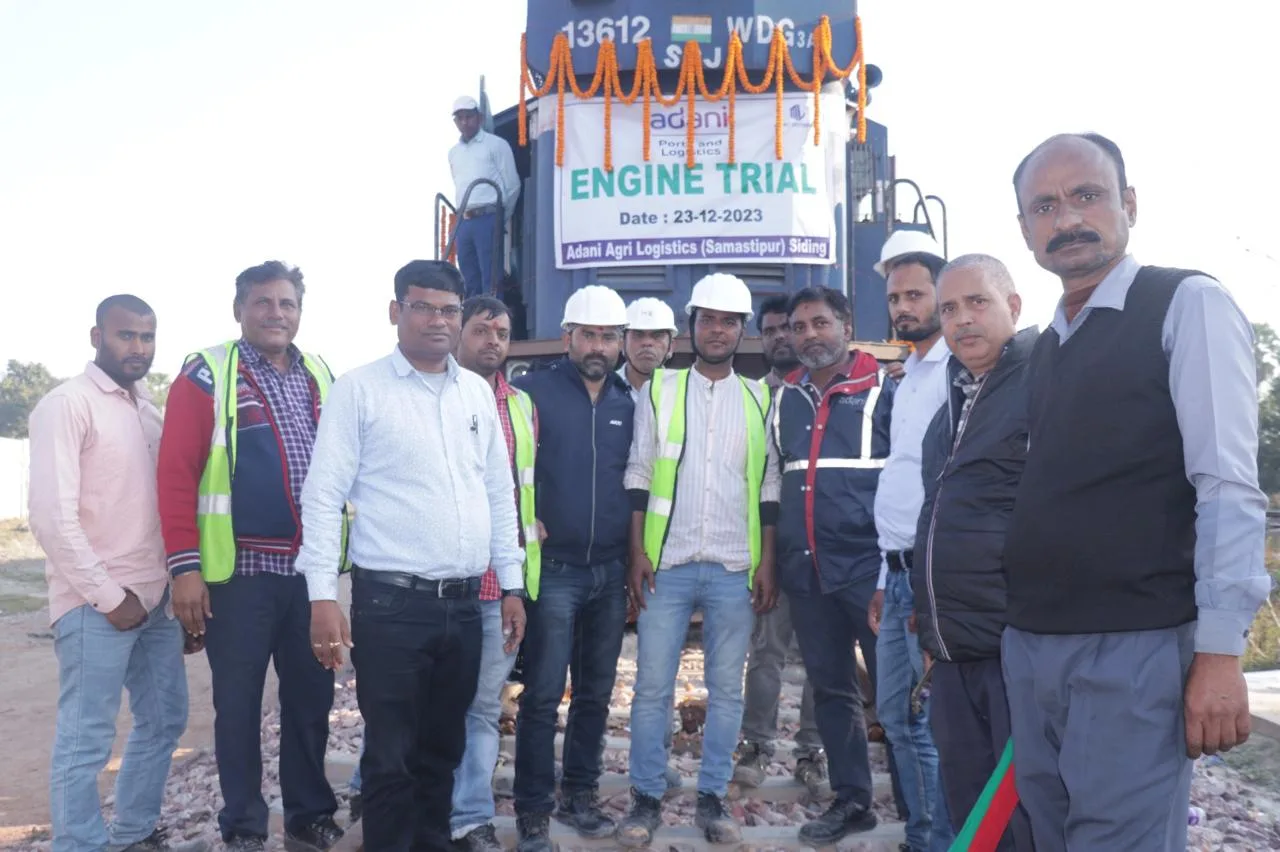 Project team at the engine trial for Adani Agri Logistics Samastipur siding