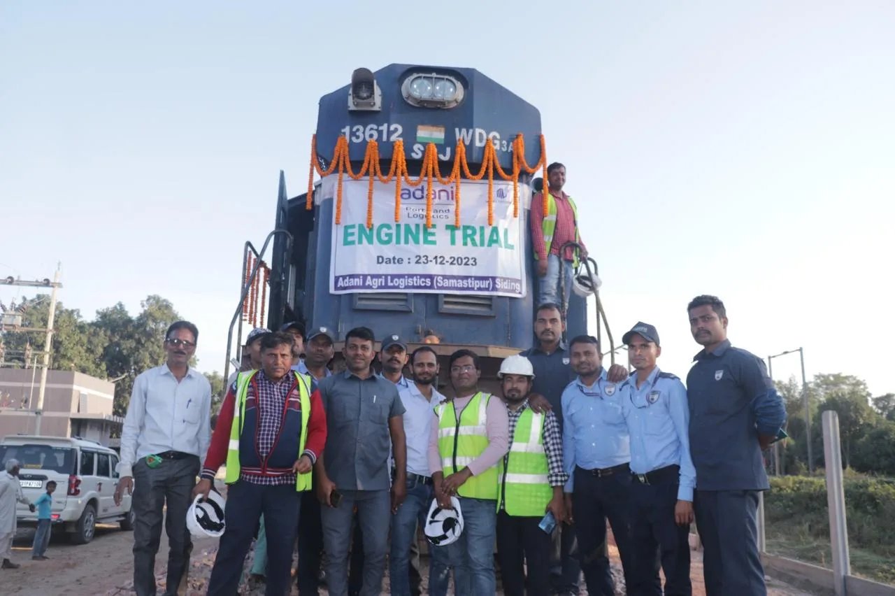 Site and client team at the engine trial for Adani Agri Logistics Samastipur siding