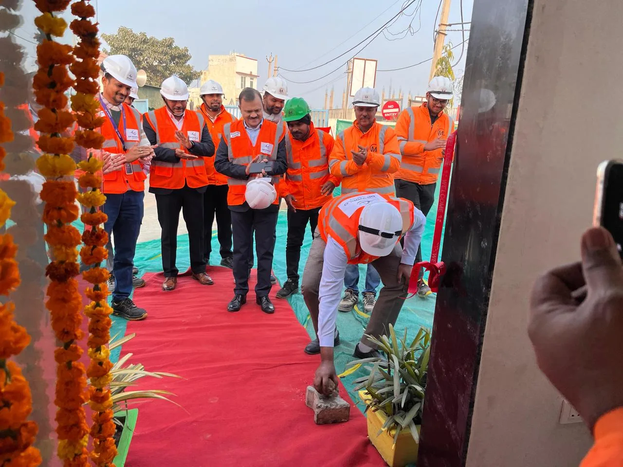 Foundation stone laying ceremony with the client and site team